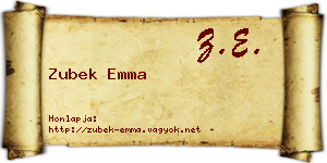 Zubek Emma névjegykártya